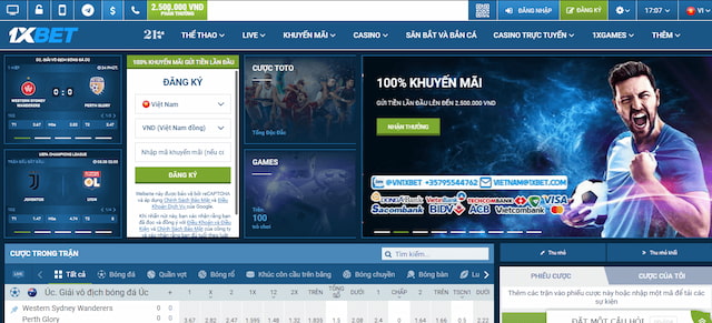Giao diện chính của nhà cái 1xBet